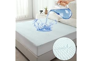 Jet's Home King Waterproof Mattress Protector - Soft Breathable Mattress Pad Cover,Machine Washable Bamboo Mattress Cover, Qu