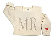 Regamor Custom Embroidered Matching Couple Sweatshirt Mrs and Mr Sweatshirt for Women Gift Christmas Valentine Day 1256