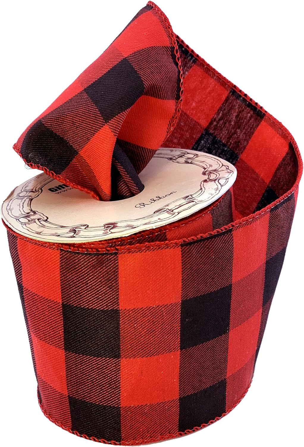 Bows & Ribbons - Red Black Buffalo Plaid Ribbon - 4
