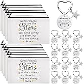 Paterr 24 Pcs Friend Gifts for Women Friendsgiving Makeup Bags Friendship Keychains Galentines Valentine Gifts for Friends Bulk Cosmetic Bags with Zipper for BFF Bestie Birthday Decorations(Star)
