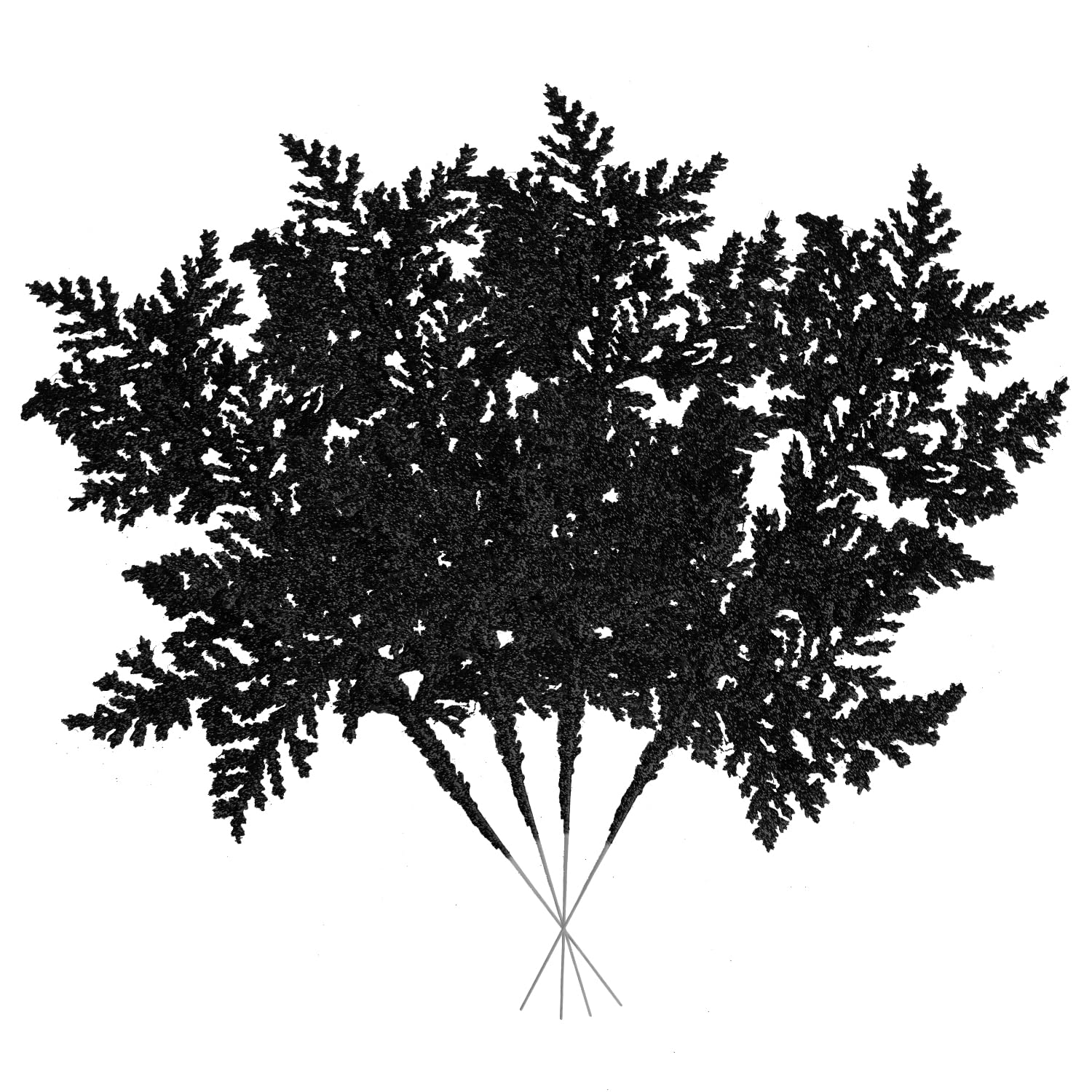VEYLIN Artificial Christmas Leaves Picks, Black Glitter Branches for Xmas Tree Wreath Festival Decoration, 28 cm/10 Pcs — image 1