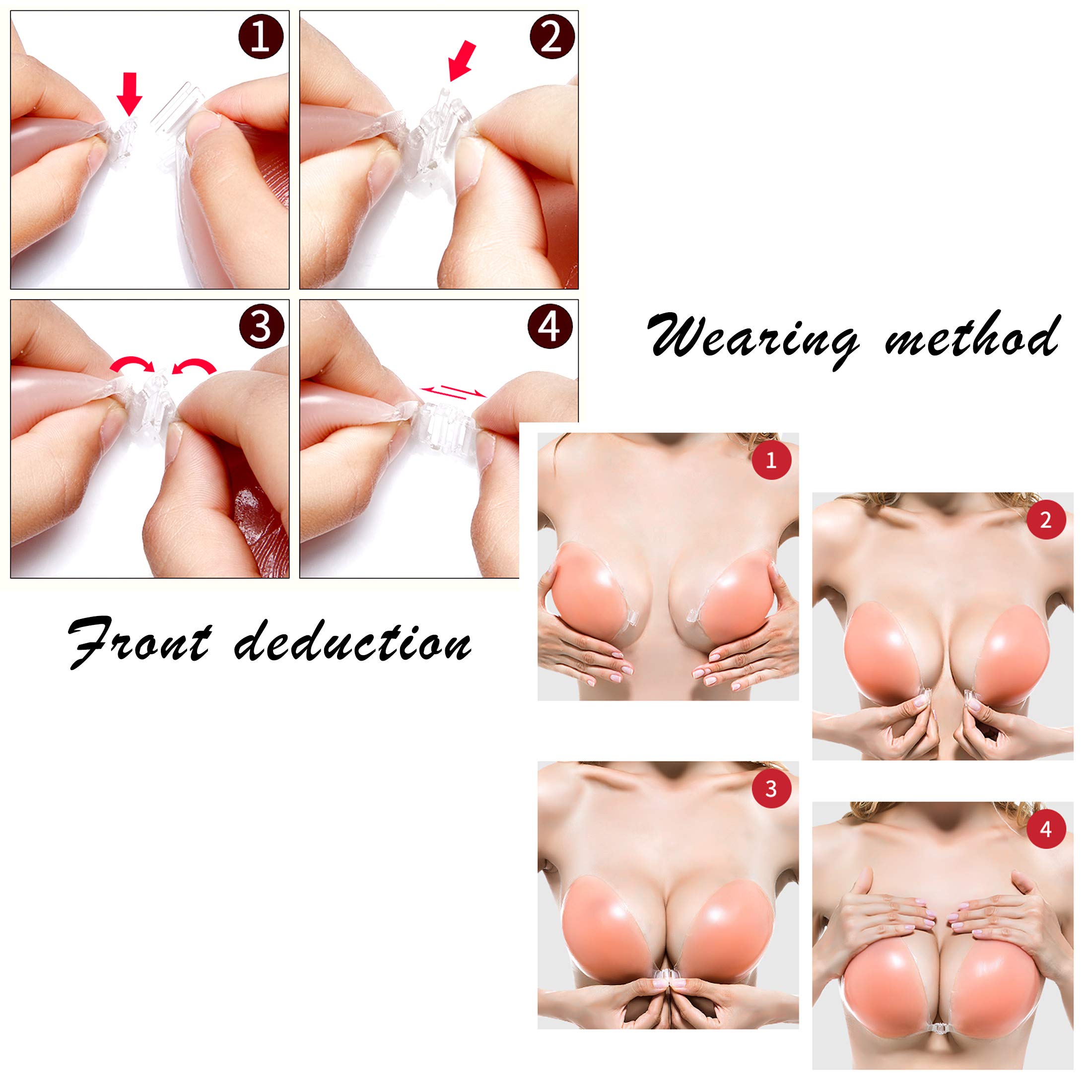 ROSE BRA Silicone Strapless Backless Adhesive Bra Reusable Pull up Bra Backless Invisible Sticky Bra