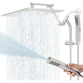All Metal 12" Luxurious Rain Shower Head with Handheld Spray, Power Jet | Thicker Modern Rainfall Showerhead, Multi Spray Modes, 16" Adjustable Extension Arm, High Pressure, Dual Combo Set, Nickel