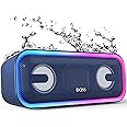 DOSS SoundBox Pro+ Bluetooth Speaker with 24W Impressive Sound, Booming Bass, IPX6 Waterproof, 15Hrs Playtime, Wireless Stereo Pairing, Mixed Colors Lights, 66 FT- Blue