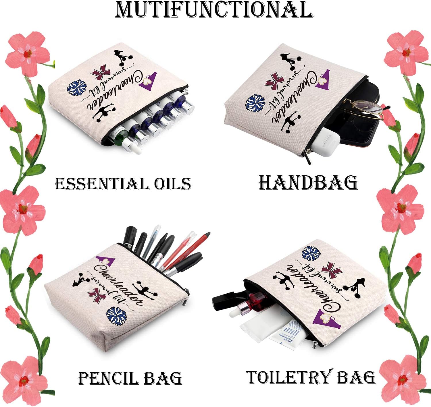 Cheerleading Gift Cheerleader Survival Kit Portable Travel Accessories Toiletry Bag Makeup Bag (Cheerleader Bag EU) - Image 5