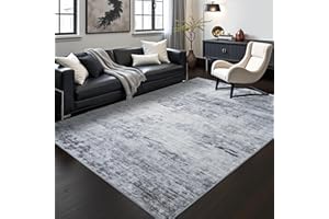Toneed Abstract Area Rug Modern Washable Rug Soft Non Slip Rug Low Pile for Bedroom Living Room Dining Room Grey 4x6 Feet