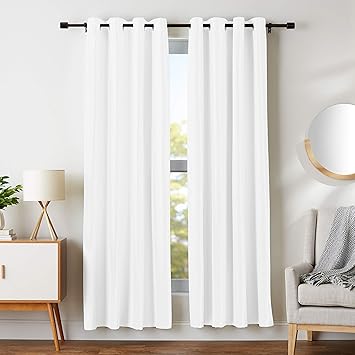 Amazonbasics Room Darkening Blackout Window Curtains With Grommets 42 X 84 White 2 Panels Amazon Ca Home Kitchen