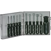 Xcelite PS121MM 11 Piece Compact Convertible Nutdriver Set with Clear Plastic Case, Black Handles