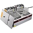 WeChef Large Commercial Deep Fryer 5000W 24L Stainless Steel Electric Countertop Restaurant Equipment Dual Tank Basket