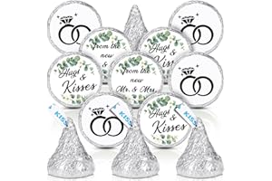Laumoi 1000 Pcs Hugs and Kisses Wedding Stickers, Chocolate Drops Labels, White, Flower, Modern Style, Round, Indoor Use, Waterproof, Single Use, Crystal Embellishment, Stickers