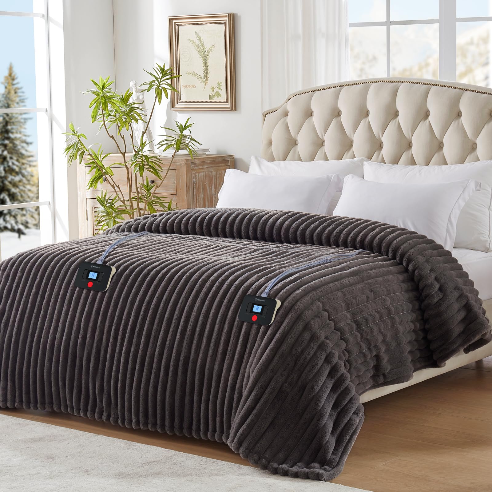 Photo 1 of Westinghouse Queen Size Electric Heated Blanket, 10 Heat Levels, 1-12H Auto Off, Fast Heating, Machine Washable, 84x90in, Charcoal