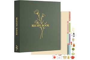 Lanpn Recipe Binder 8.5x11 3 Ring Kit, Waterproof Recipe Book Organizer Binder with 60 Plastic Sleeves,116 Recipes, Dividers,