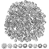360 Pcs Flower Spacer Beads, 10 Styles Bead Caps Alloy Floral Metal End Cap Silver Vintage Spacers Jewelry Spacers for DIY Bracelet Necklace Earrings Jewelry Making