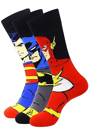 Justice League Men's Character Socks - Superman, Batman, Flash