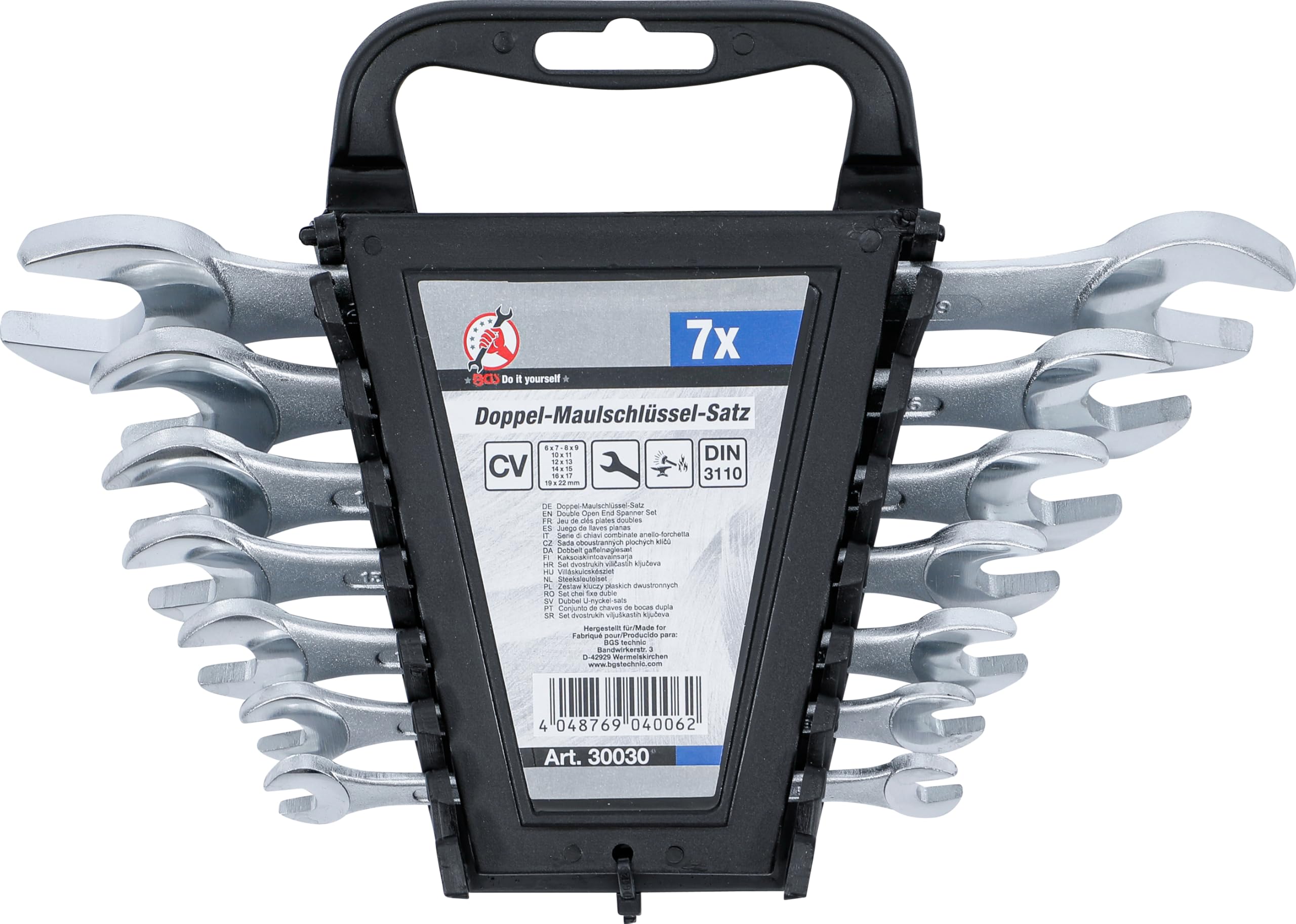 BGS Diy 30030 | Double Open End Spanner Set | 6 x 7 - 19 x 22 mm | 7 pcs.