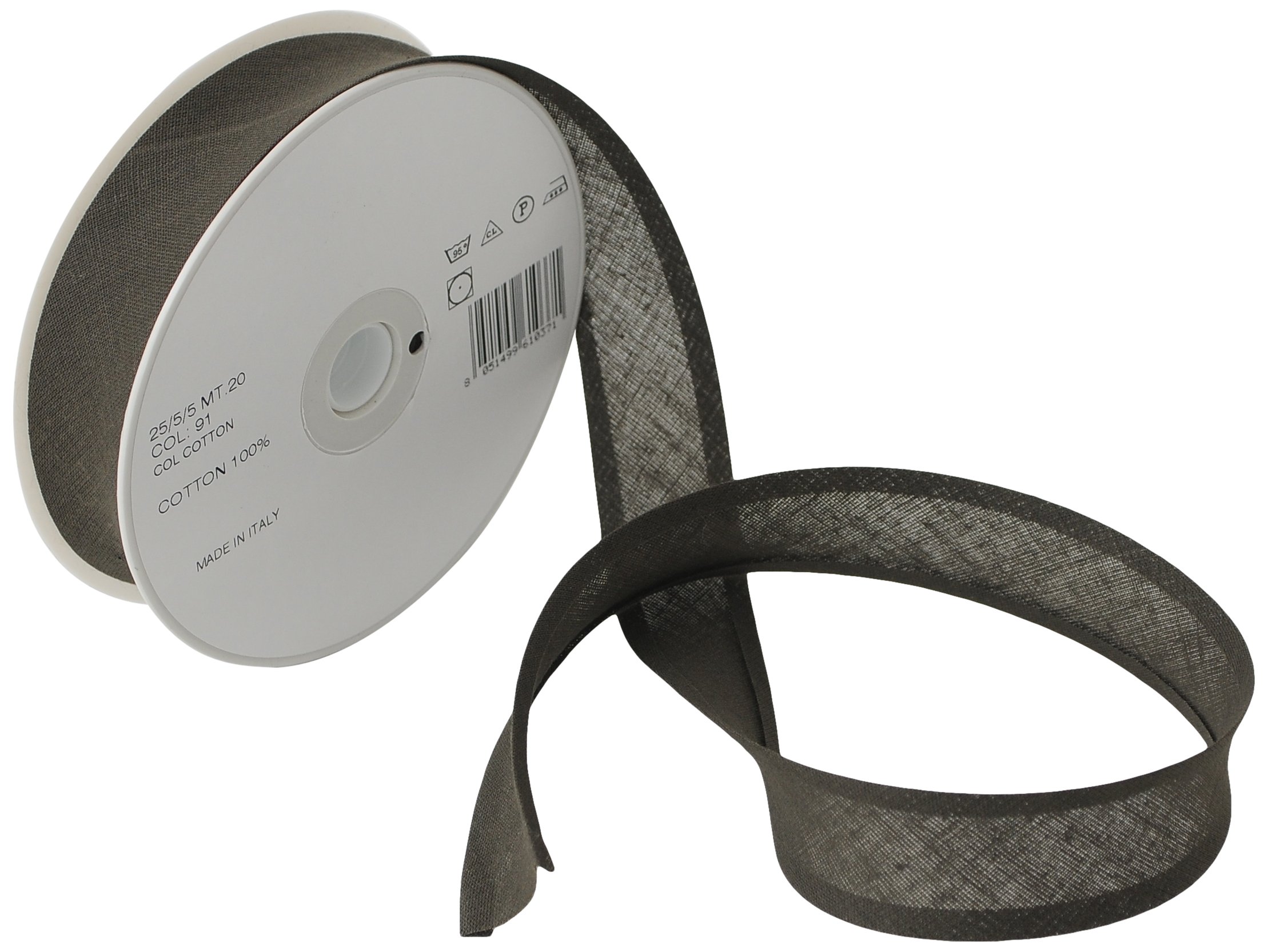 Inastri Trimz 25/5/5 mm Cotton Bias Binding, Dark Brown 91 – Double‑Fold Sewing Tape for Quilting, Dressmaking & DIY Crafts — image 1