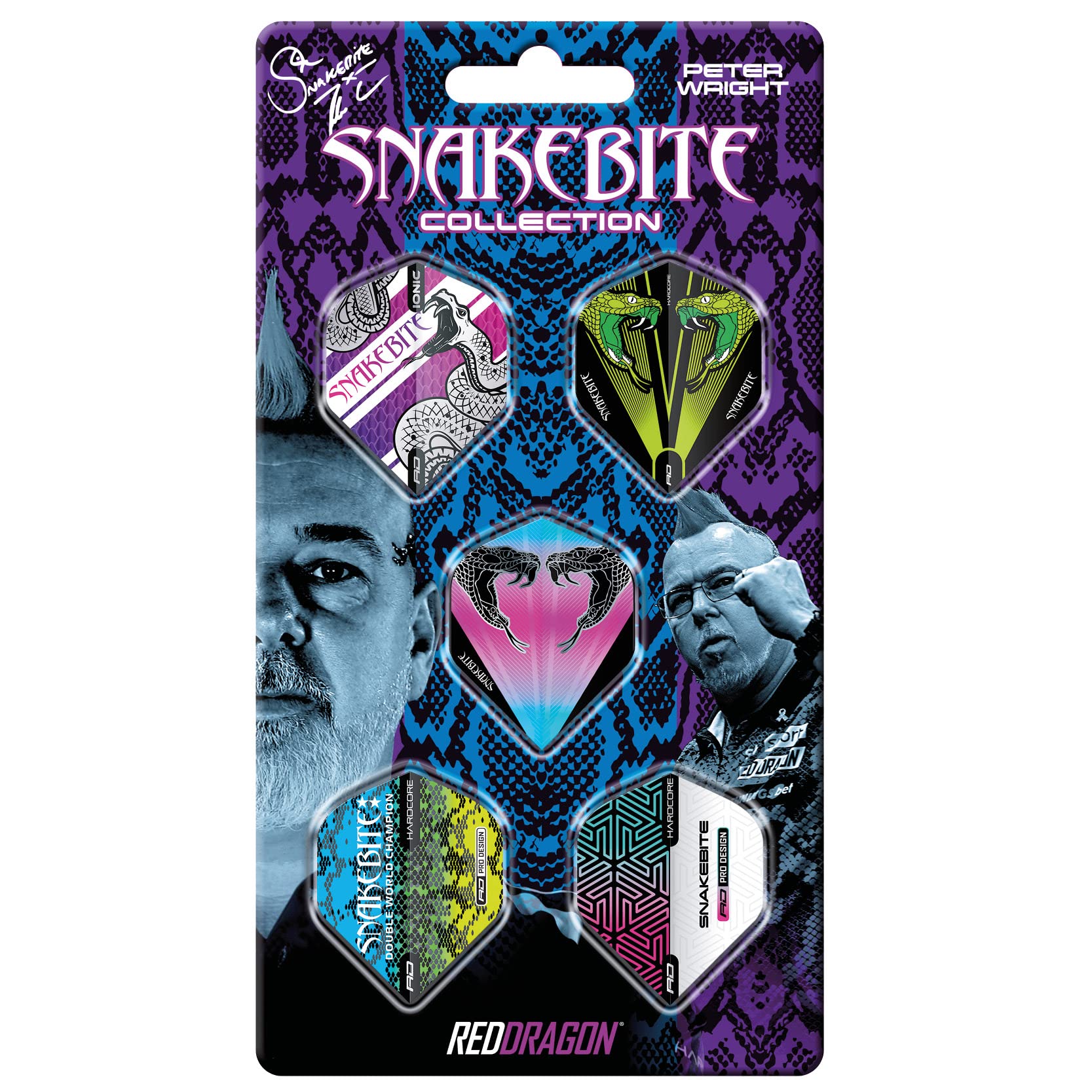RED DRAGON Darts – Dart Flights 5 Sets Per Pack (15 in Total) Extra Thick 100 Micron – Standard Shape Dart Flights - Professional Darts Accessories (PW Multi)