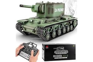 BESTYMXY RC Tanks Heng Long Russia KV-2 Heavy Tank, 1/16 2.4ghz Russian Tank Model That Shoots, Remote Control Tank Vehicles with Sound & Light for Ages 14+