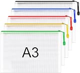 Umriox A3 Document Folder 5pcs Zipper Mesh File Bags Waterproof 0.33mm