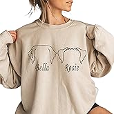 Custom Dog Mom Shirt for Women Pet Ears Sweatshirt with Name Unique Puppy Line Art Cute Dad Hoodie for DogDad Owner Lover