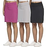 Real Essentials 3 Pack: Women's 20" Golf Skirts Knee Length Skorts Athletic Long Active Casual Pockets (Available in Plus)