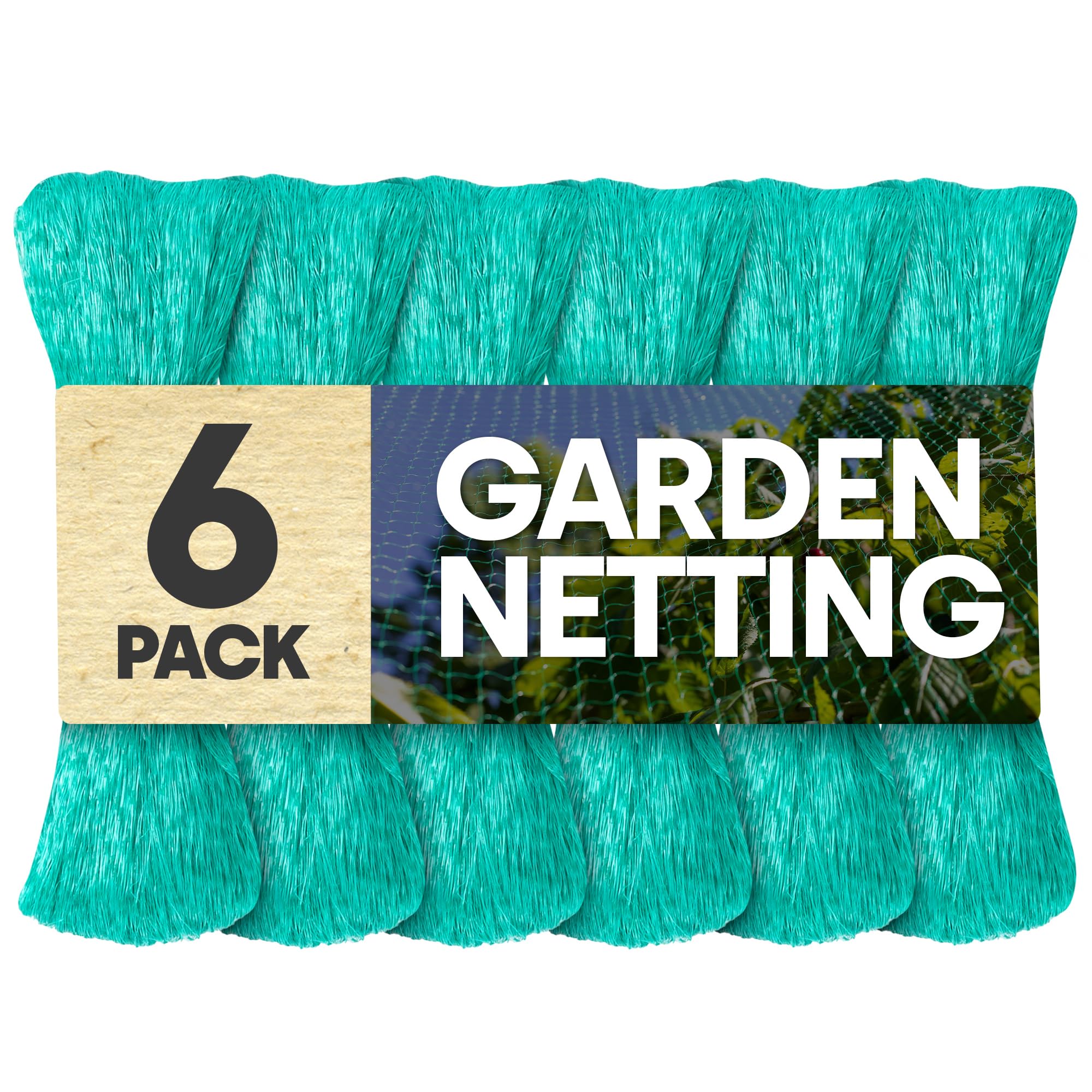 LIVIVO Garden Netting Set of 6 - Garden Netting Mesh for Plants, Fruit, Vegetable Patch, Grass, Seeds, Pond Cover - Plant Net Garden Mesh Netting (2m x 10m)