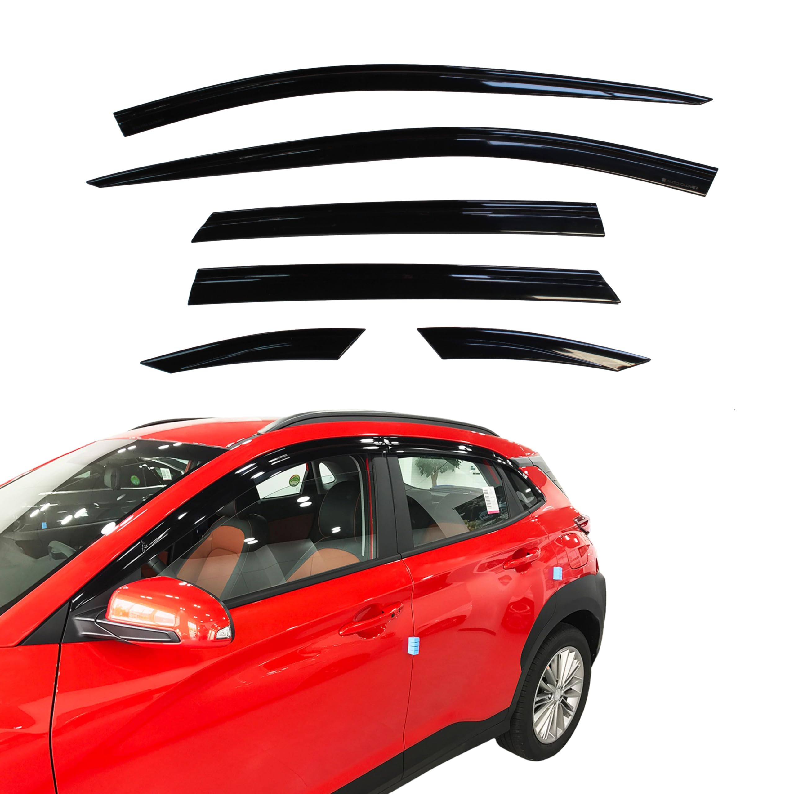 AUTO CLOVER Wind Deflectors Set for Hyundai Kona 2017-2023 (6 pieces)