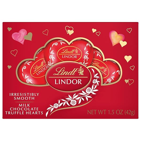 LINDT LINDOR VALENTINE’S MILK CHOCOLATE CANDY TRUFFLES HEART GIFT BOX, 1.5 OZ.