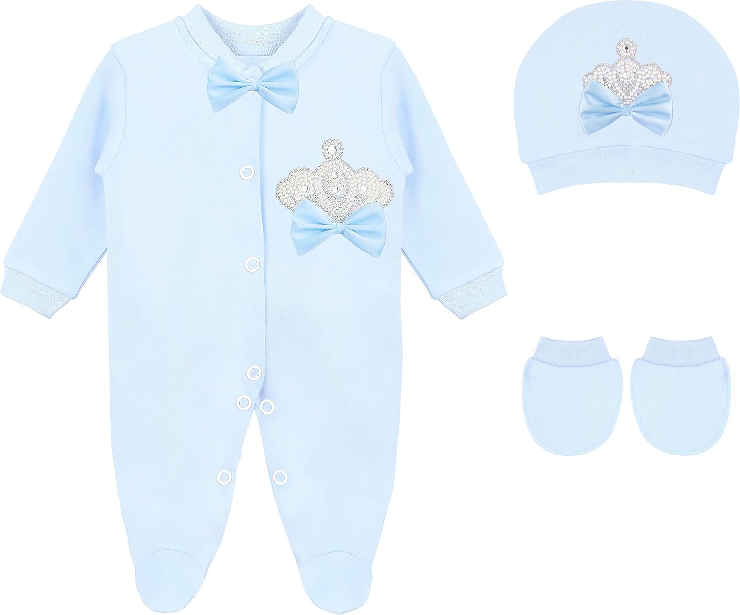 Lilax Baby Boy Newborn Crown Jewels Layette 3 Piece Gift