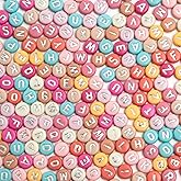 Luyoaozy 1000pcs 4x7mm Round Letter Beads Pink Acrylic with Silvery Letter Alphabet for Jewelry Making Friendship Bracelets (Pink Silvery)