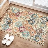 Lahome Moroccan Trellis Washable Rug, 2x3 Kitchen Rugs for Entryway Bathroom, Non-Slip Indoor Door Mat Ultra-Thin, Small Oriental Throw Carpet for Bedroom Entry, Cream/Multi