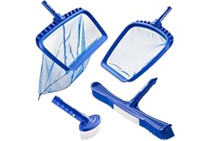 VEVOR Swimming Pool Cleaning Kit, Includes 2 Detachable Brush Heads (20 Inch / 5.5 Inch) and 2 Pool Skimmer Nets, 4-in-1 Ingr