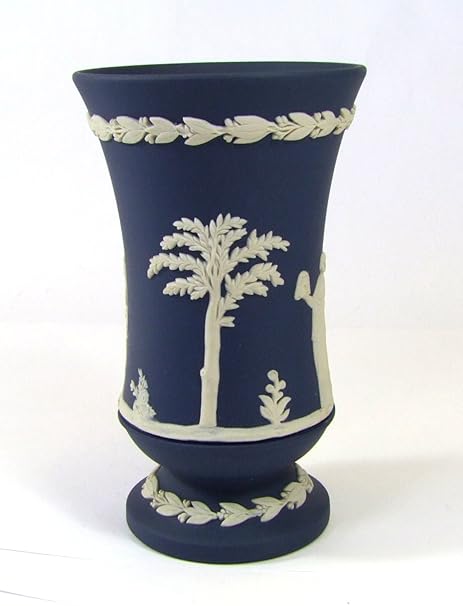 Wedgwood Dark Blue And White Jasperware Vase Amazon Co Uk