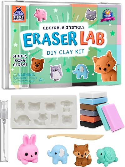 PURPLE LADYBUG Adorable Animals EraserLab DIY Clay Kit 8 Colors