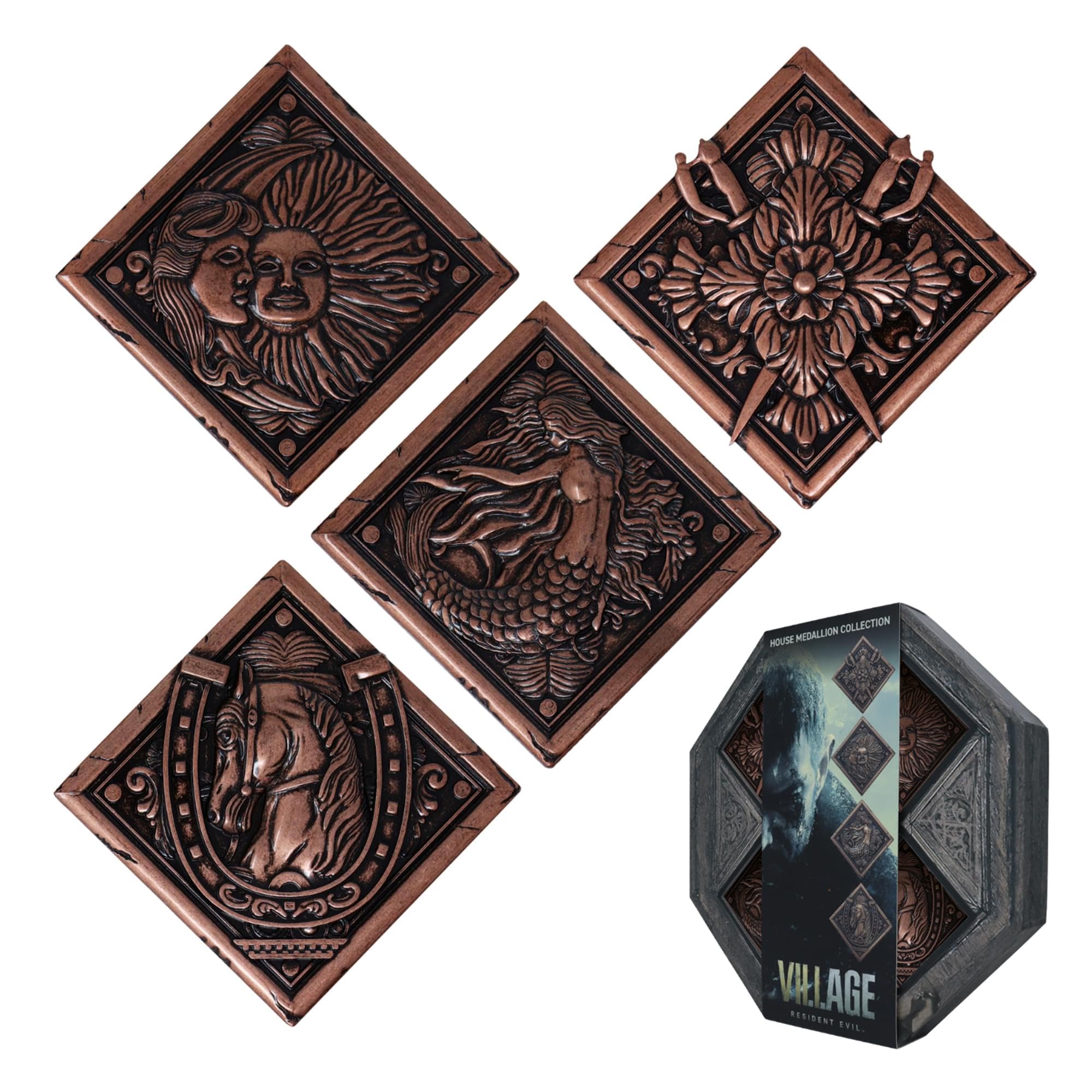Resident Evil Village House Crest Set of 4 Medallions Replica Set – Limited Edition Collectible Merchandise
