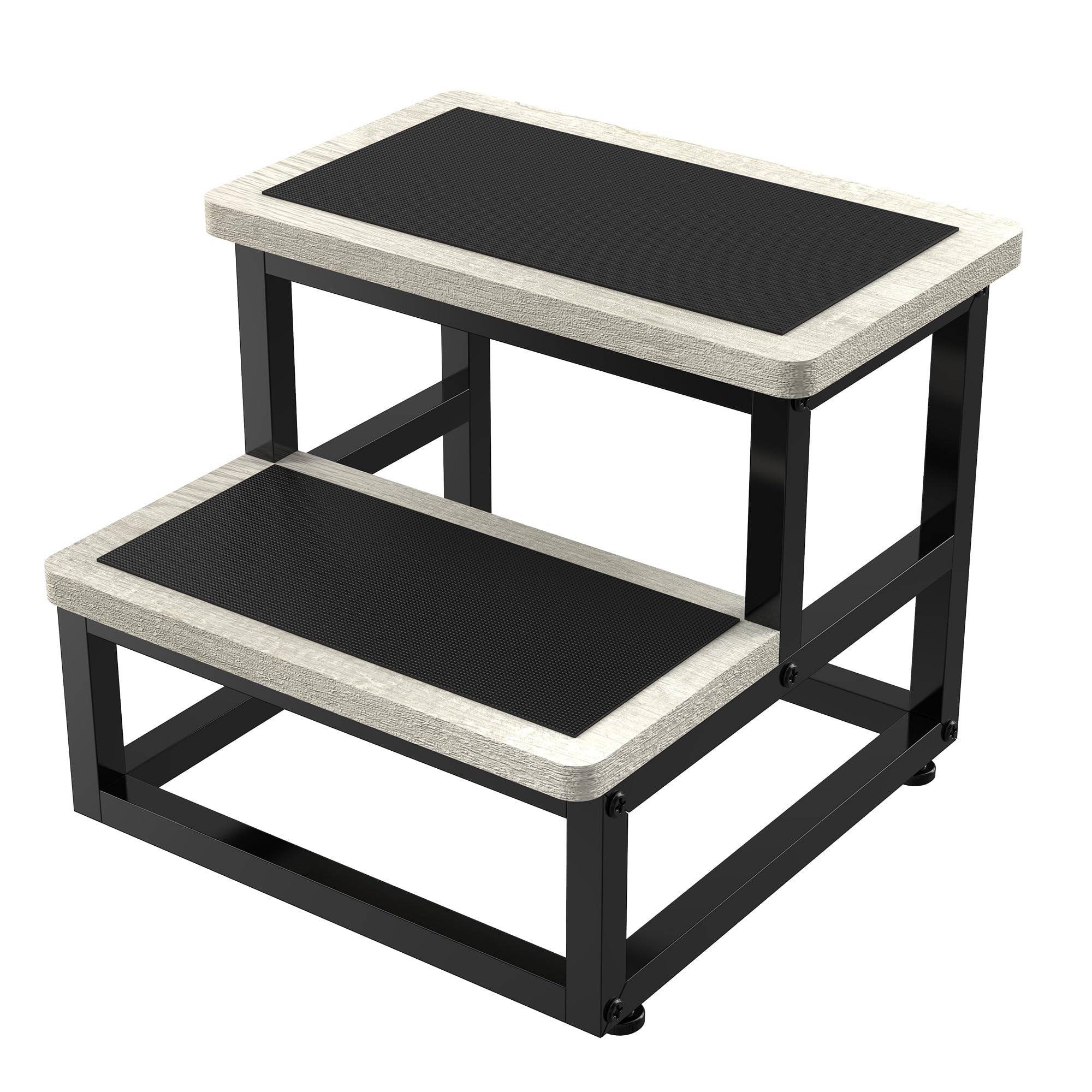 Photo 1 of Step Stools for Adults Kids, Heavy Duty Sturdy Foot Stool with Non-Slip Mat, Metal Frame Hold Up to 500 Lbs Capacity for Kitchen Bathroom Bedroon, White Oak