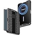 tizmuo for Magsafe Wallet, Magnetic Phone Wallet, Front Pocket Wallets for Men, Slim Minimalist Wallet with Money Strap/Grip, Pop Up Case|Phone Stand|Rfid Blocking|Card Holder(Carbon Fiber)