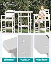 SERWALL Tall Adirondack Bar Chairs and Table 3
