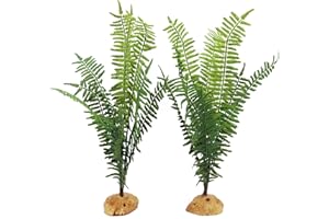 JIHAQUA Fake Fern Plants, Reptile Plastic Terrarium Decor, Reptiles Amphibians Tank Accessories for Crested Gecko Leopard Lizard Chameleon