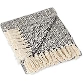 DII Diamond Stitch Woven Throw, Organic Modern, 50 x 60, Navy