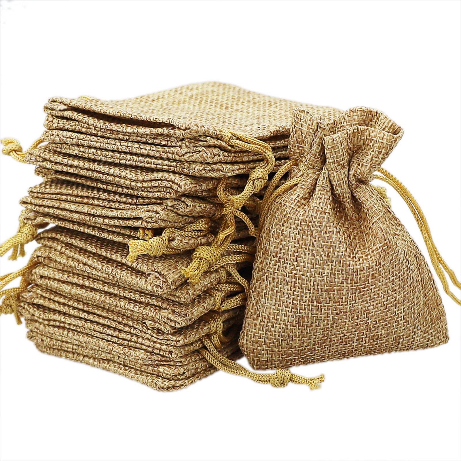 SZCXDKJ 20 Pcs Hessian Bags, Small Jute Bag Resusable Sack Burlap Drawstring Wedding Favour Fabric Gift Bags for Wedding Easter Day Party Supplies