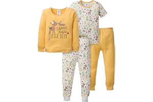 Gerber baby-girls Toddler Snug Fit 4-piece Pajama Set