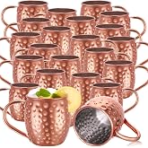 Didaey Moscow Mule Mugs 12oz Hammered Copper Steel Cups, 24 Pcs | Rose Gold 304 Stainless Steel Mule Cups Bulk, Tarnish Resistant Copper Plated, Cold Drinks Bars Parties Gifts Decorations