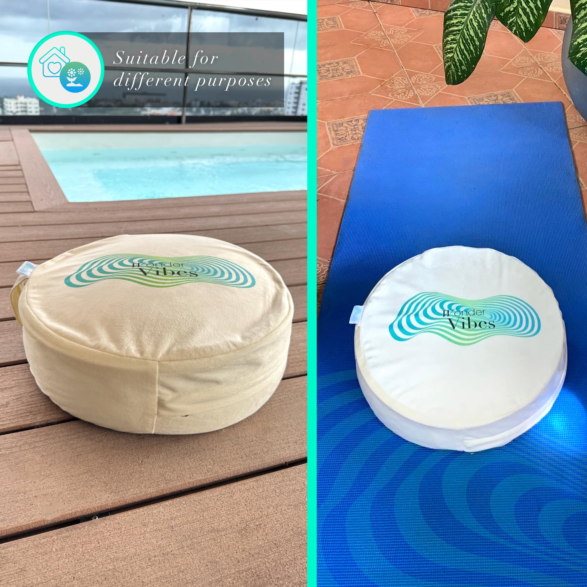 WonderVibes Meditation Cushion - Premium Floor Pillow, Comfortable Floor Pillow for Adults, Beautiful Meditation Pillow, Large Buckwheat Floor Cushion with Washable Quality Cover - Quality Zafu - Image 2