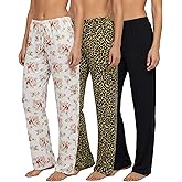 Real Essentials 3 Pack: Women’s Ultra-Soft Comfy Pajama Lounge Pants Sleepwear (Available in Plus Size)