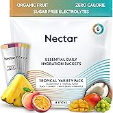 Nectar Hydration Packets - Electrolytes Powder Packets - Sugar Free & 0 Calorie - Organic Fruit Liquid Daily IV Hydrate Sticks for Dehydration & Rehydration Relief (Tropical 18 Pack)