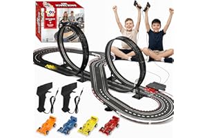 TOY LIFE Electric Slot Car Race Track Sets for Kids Ages 4-8, 20ft 2-Player 4-Lane Race Track with 2 RC Cars Speed-Controlled, Racing Circuit Toy for Boys 4-12, Pista de Carros para Niños