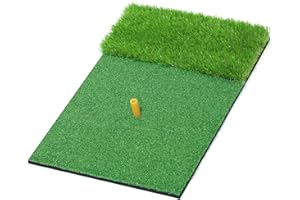 Ponsonbay Golf Hitting Mat, 2x1.3ft Artificial Turf Golf Practice Hitting Matt with a Tee for Outdoor & Indoor Training Swing & Chipping in Backyard, Garage, Basement, Range, Golf Simulator