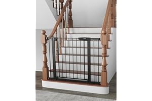 Cumbor 29.7-40.6" Baby Gate for Stairs, Baby Essential Safety Gate, Mom's Choice Awards Winner-Dog Gate for Doorways, Pressure Mounted Auto-Close Pet Gates for Dogs Indoor, Durable Child Gate, Black