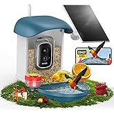 Bird Feeder with Camera 5MP Live Video, Solar Powered Smart AI Identify Birds Species, 2.4G WiFi Camera with Squirrel-Proof, 2-in-1 Bird Bath, Instant Arrival Alerts, Ideal Gifts for Birdlovers